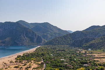 Fototapeta na wymiar Top view of the Cirali Olympos beach at Mediterranean sea, Antalya Province, Turkey