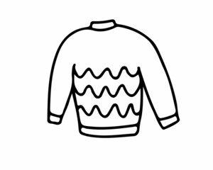 A sweater drawn with a black outline. Vector illustration