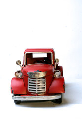 Vintage Red Tin Christmas Decorative Truck front view