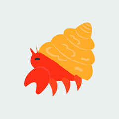 Cute little hermit crab illustration design, isolated animal design concept Vector