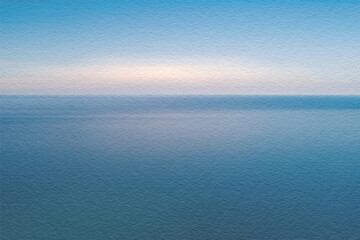 Watercolor blue sky and sea painting on textured paper.