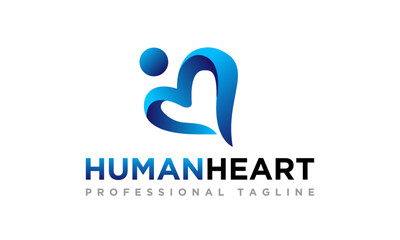 Creative Modern Human Heart Wellness Logo Design Vector Icon Symbol Illustrations.