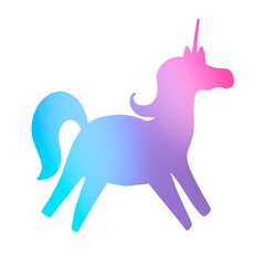 Doodle gradient unicorn on white background for wallpaper 