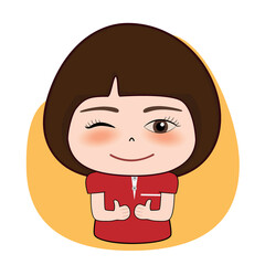 Smiling pretty woman showing thumbs up. Body language. I like that. Good job. Vector illustration.