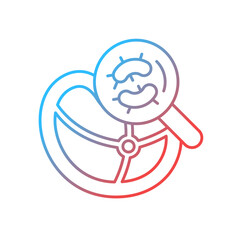 Pathogen testing gradient linear vector icon. Food contaminant. Bacteria and virus detection. Laboratory food testing. Thin line color symbol. Modern style pictogram. Vector isolated outline drawing