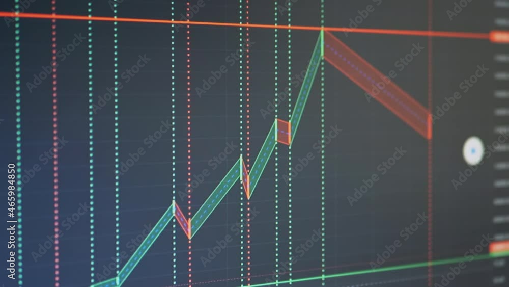 Poster candlestick chart movement cryptocurrency on monitor screen pc. stock exchange. a trader analyzes a 