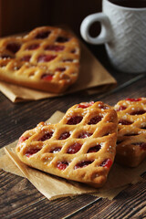 Coffee time with backed pastry