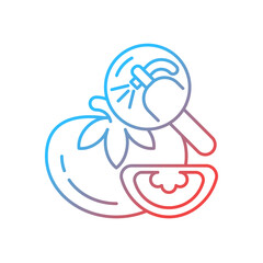 Pesticide residue testing gradient linear vector icon. Food product pesticide hazard detection. Chemical analysis. Thin line color symbol. Modern style pictogram. Vector isolated outline drawing