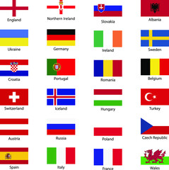 National flags color collection vector set