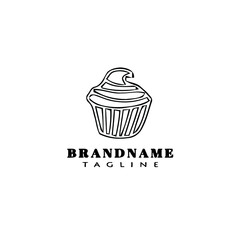 cupcake logo cartoon icon design template black isolated vector