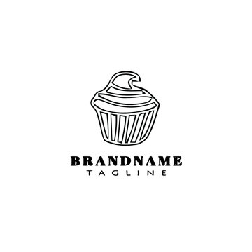 cupcake logo cartoon icon design template black isolated vector