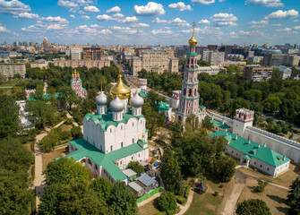 An aerial view of the Novodevichy Convent in Moscow, Russia, a UNESCO World Heritage Site.