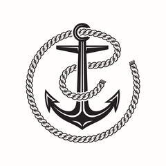 Anchor and rope Vector illustrations. Vintage anchor logo. © hendrik