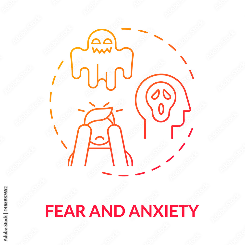 Aufkleber fear and anxiety red gradient concept icon. hate speech effect abstract idea thin line illustration.