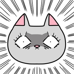 目を見開く猫さん