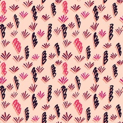 Seamless hand drawn vector pattern with abstract elements