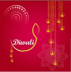 Happy Diwali festival with oil lamp, Diwali holiday Background