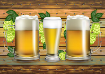 Beer glass and mugs