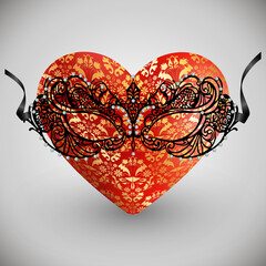 Carnival mask and lacy heart