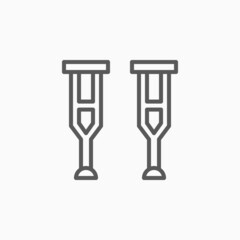 crutches icon, crutch vector, walking cane illustration