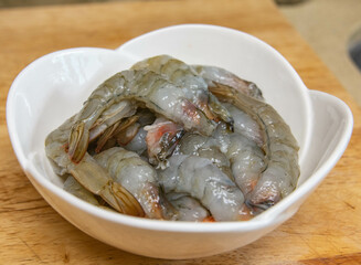 Peeled fresh shrimp, Seafood for cooking