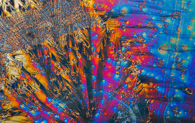 Extreme macro photograph of Vitamin C crystals forming abstract modern art patterns, when...