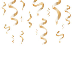 Naklejka premium Shiny golden confetti isolated on white background. Festive tinsel of gold color.