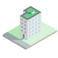 Isometric skyscraper building on a white background, vector illustration