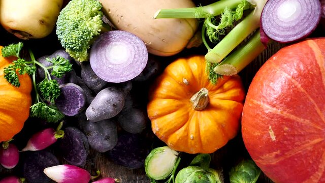 assorted of autumn vegetable- top view