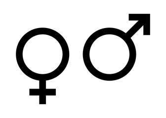 Female and Male or Woman and Man Sign Icons. Vector Image.