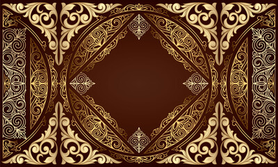 Golden ornate decorative vintage design card