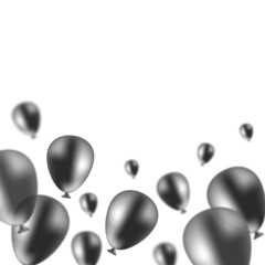 Black gradient blurred balloons different sizes on white background  on the bottom with copy space. Black friday sales and social poster concept