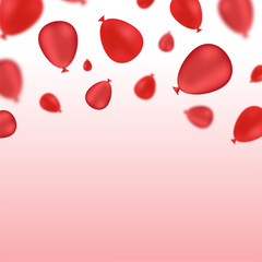 Red gradient blurred balloons different sizes on gradient white pink coral background at the top with copy space. Black friday sales and social poster concept