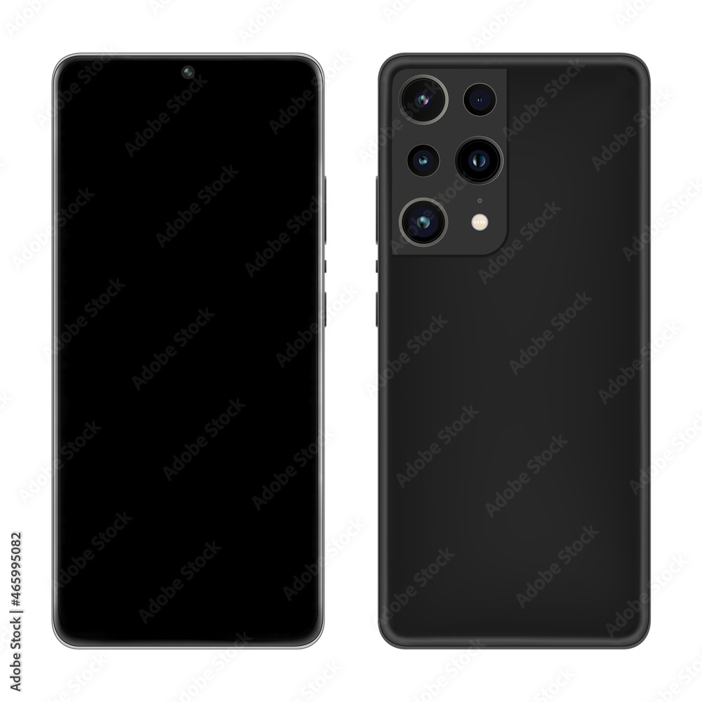 Poster telephone front and back black empty display frame mockup