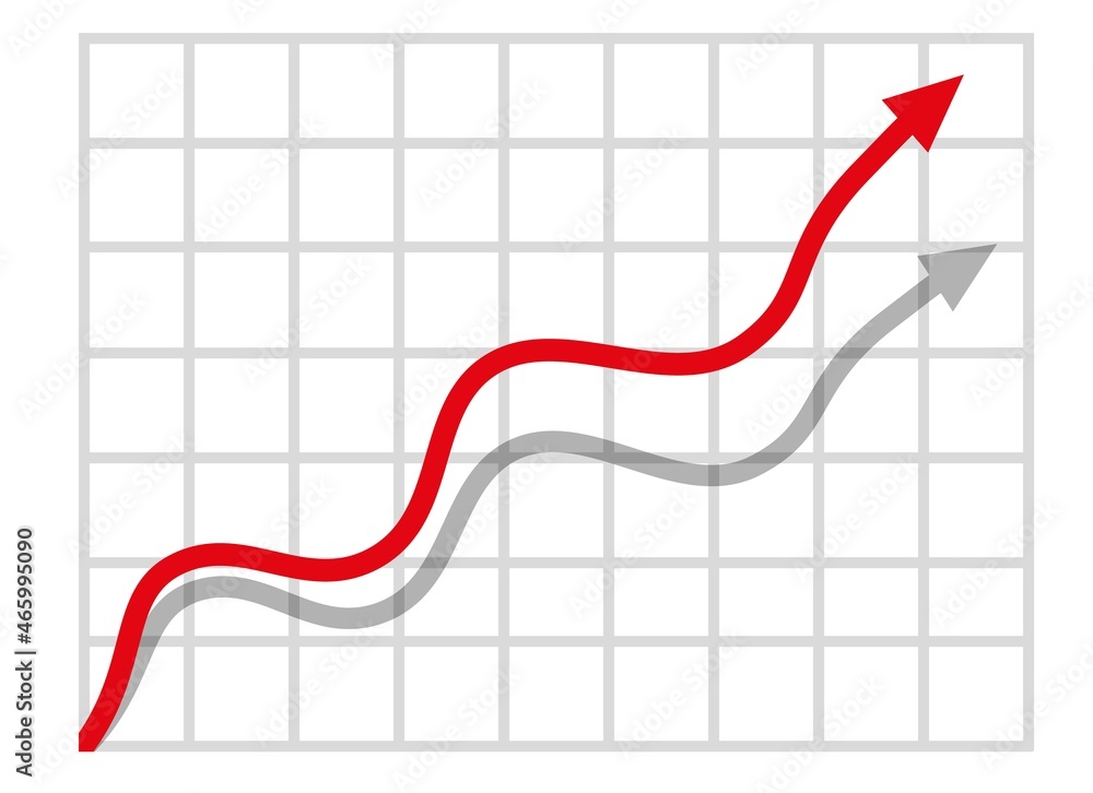 Poster graph with increase report. diagram with rise and gain progress. vector
