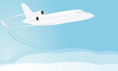 White airplane on blue background. vector