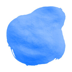 Drawn blue brush, smear, blot. Watercolor technique. Vector illustration. Artistic design elements. A stain with streaks. Texture for the background. Isolated, on a white background.