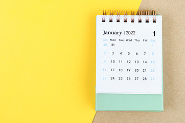 The January 2022 desk calendar