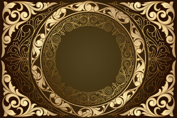 Golden ornate decorative vintage design card