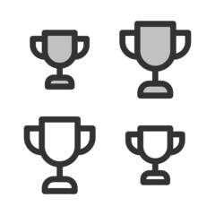 Pixel-perfect linear icon of winner trophy cup  built on two base grids of 32x32 and 24x24 pixels. The initial base line weight is 2 pixels. In two-color and one-color versions. Editable strokes