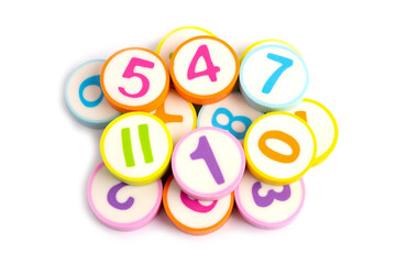 Math number colorful on white background, education study mathematics learning teach concept.