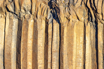 Basalt columns at Aldeyjarfoss waterfall, Iceland. The columns were formed some 9000 years ago from...