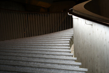 Close-up of concrete staircase by night near railway station Hard Bridge at City of Zürich. Photo...