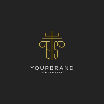 ES initial with monoline pillar logo style, luxury monogram logo design for legal firm