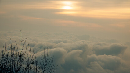 White clouds against a blue sky,Sunrise morning time