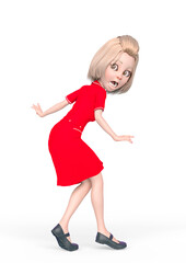 blond nurse cartoon is surprised and also is walking slowly