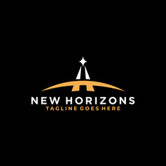 initial H with horizon and star logo design