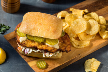 Homemade German Chicken Schnitzel Sandwich
