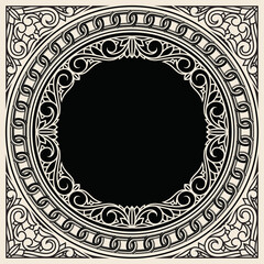 Decorative ornate monochrome retro design element