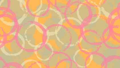 Simple watercolor circles geometry fabric print. Circular blob overlapping elements vector seamless